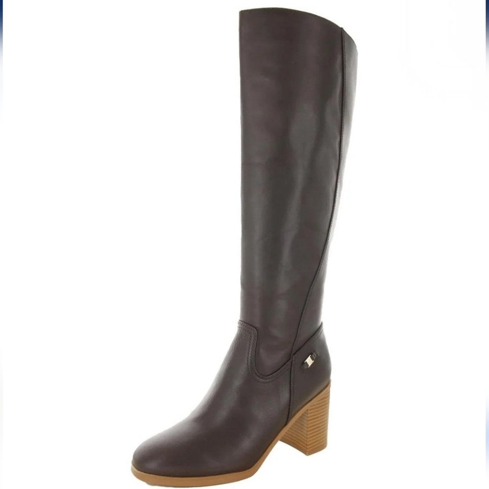 NIB Giani Bernini Odettee Block Heel Knee High Riding Boots 5.5 Brown Leather